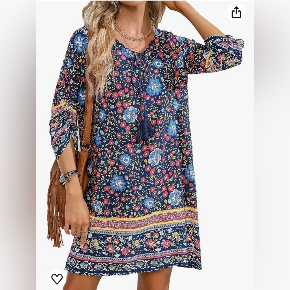 Hotouch Boho Dress - size XXL - navy floral